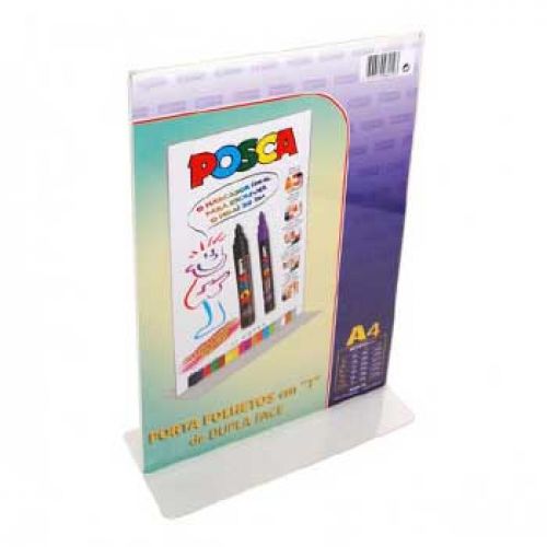 Expositor Porta Precos Acrilico 2 Face A4 em T (98214 ,  , 5691003 , 5608011569032